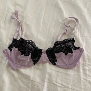 Lace Trimmed Lavender and Black Bra Out from Under Urban Outfitters